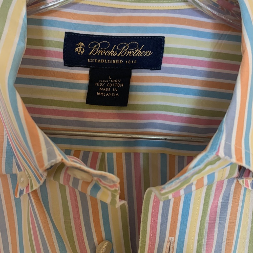 BOGO Brooks Brothers multi-stripe button down collar L